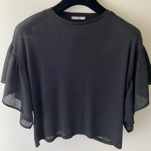 Zara Butterfly Sleeve Blouse black S